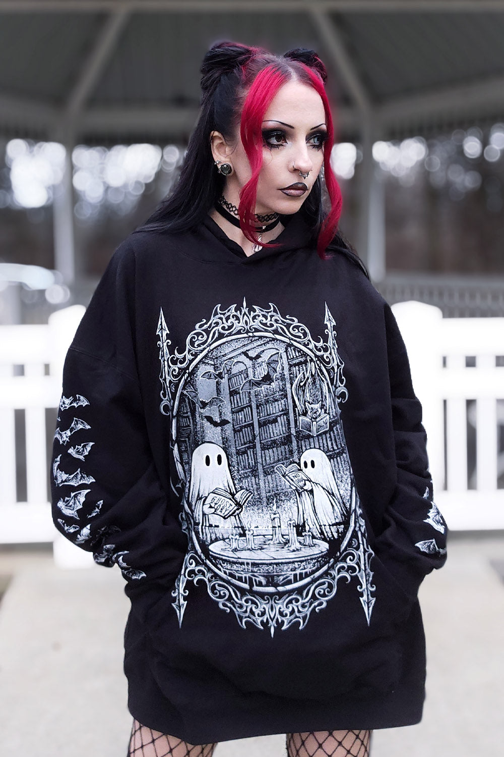 bat sleeve ghost hoodie