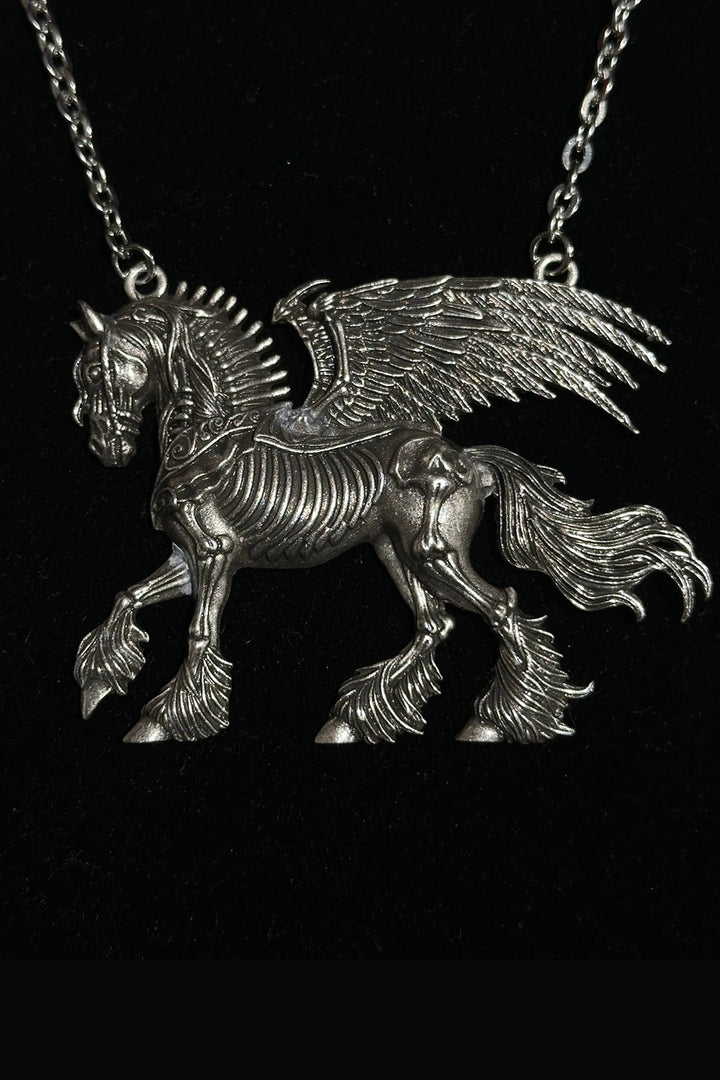 gothic skeleton horse necklace