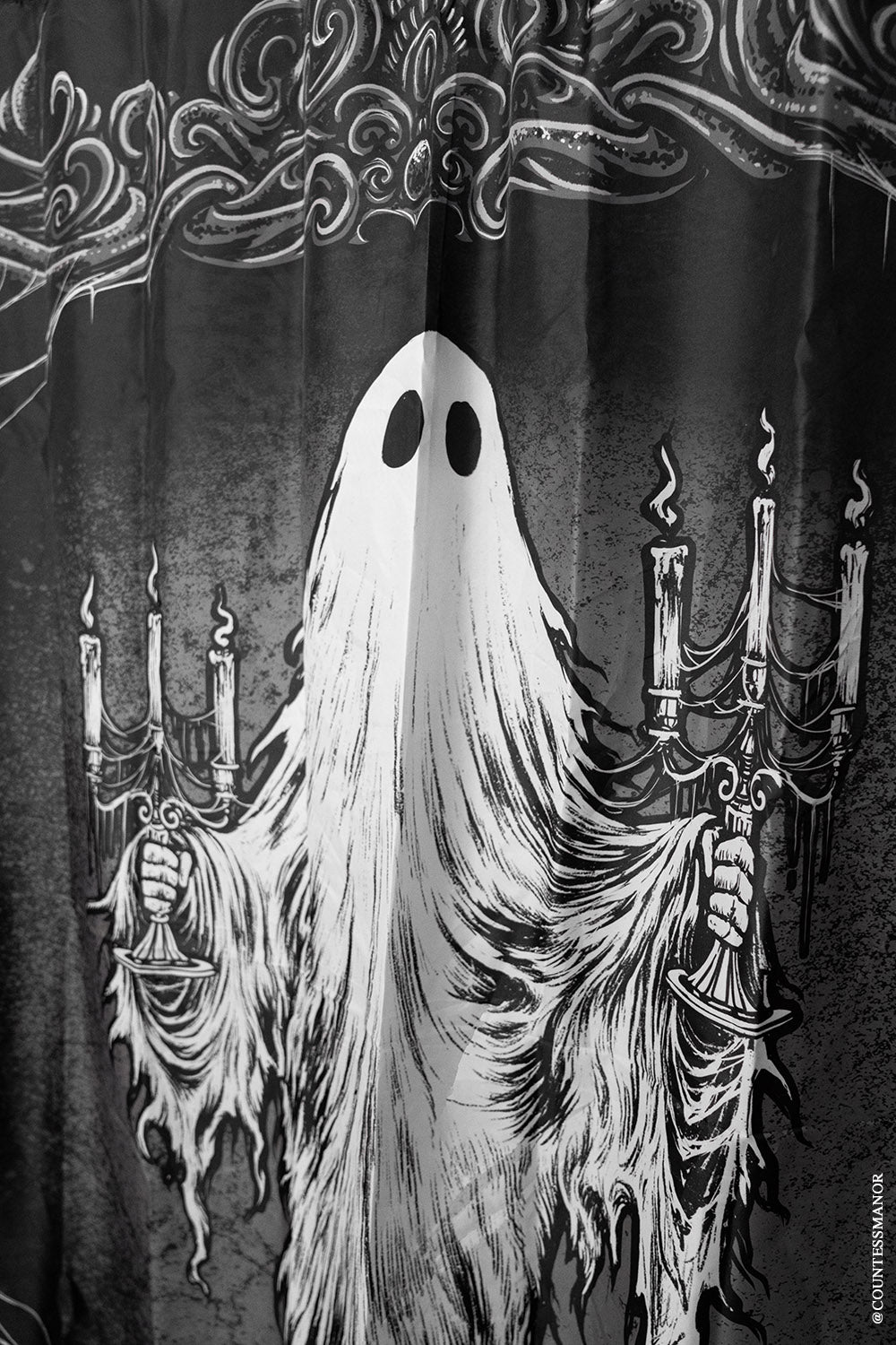 gothic halloween ghost shower curtain