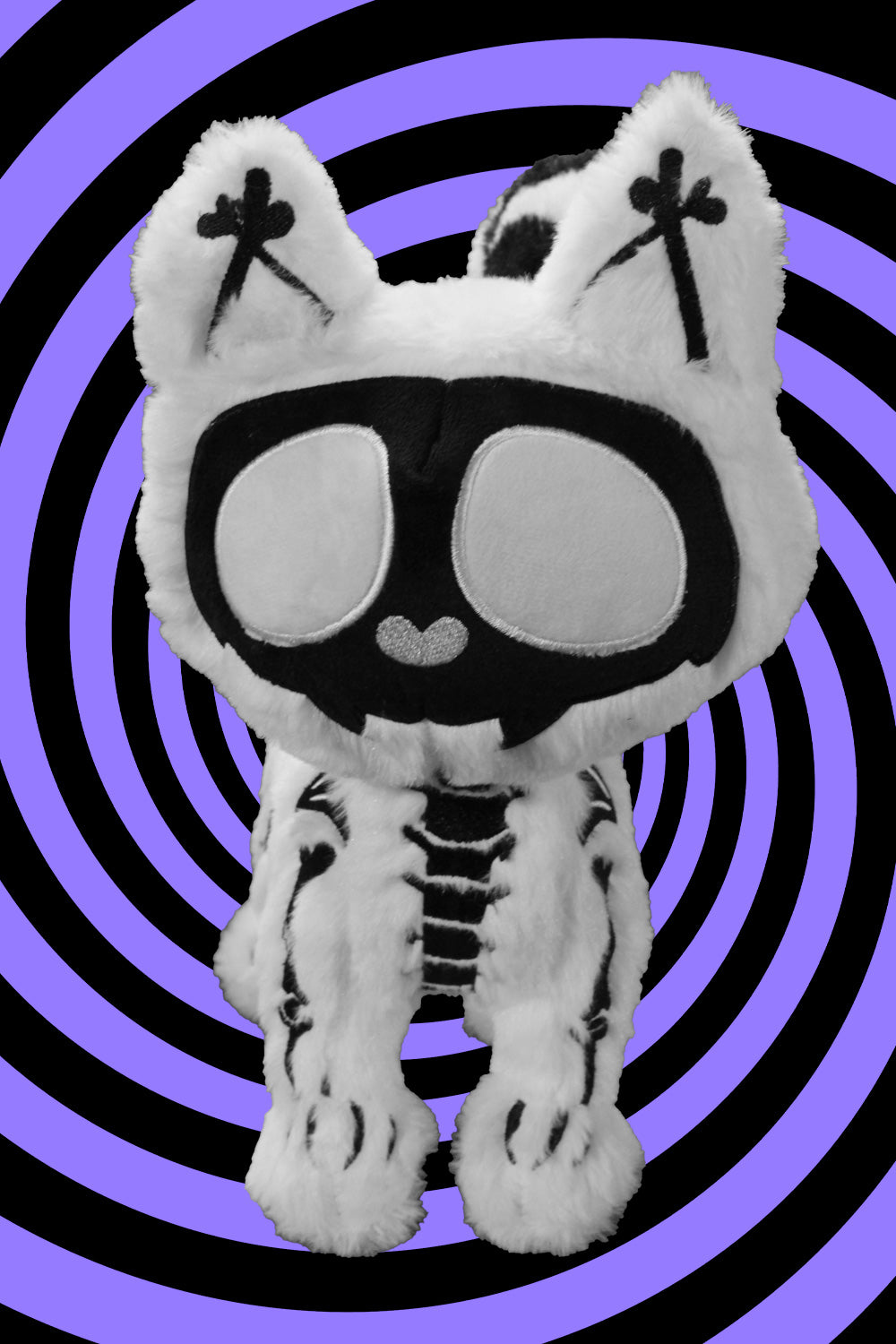 Skeleton white and black x-ray cat plush toy