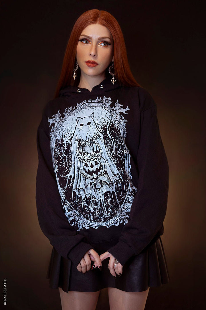 Ghost Kitty Hoodie - mens outerwear - VampireFreaks - VampireFreaks