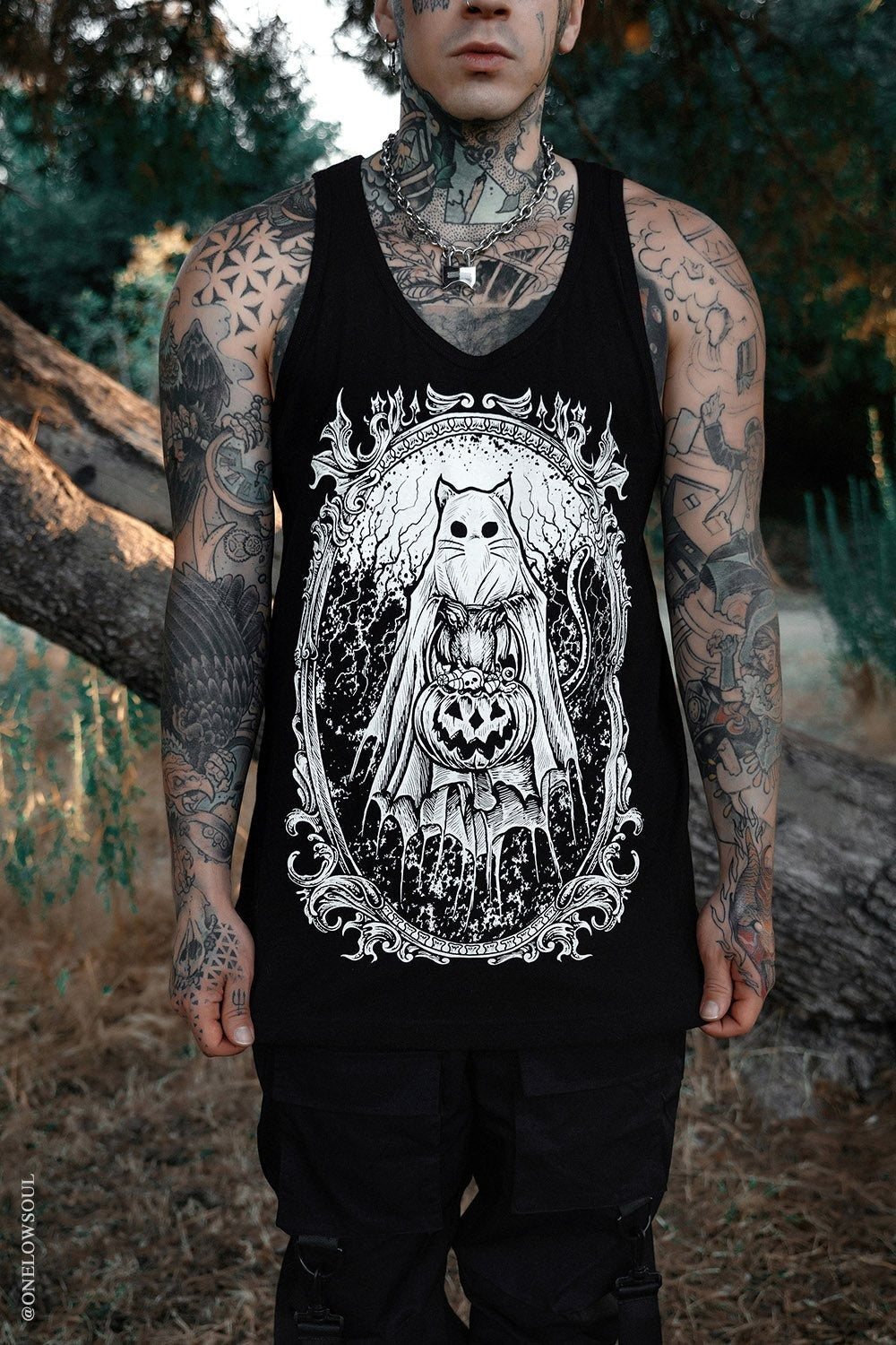 mens creepy cute ghost tank top for halloween
