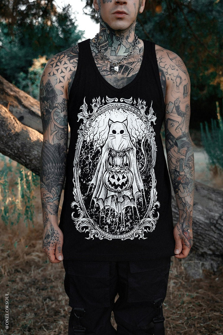 mens creepy cute ghost tank top for halloween