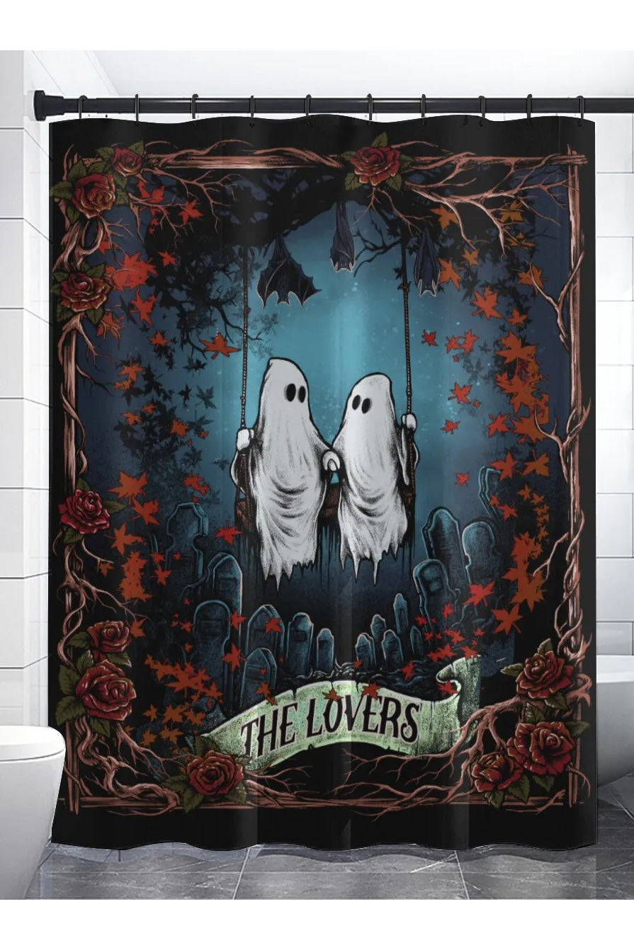 ghost tarot card shower curtain