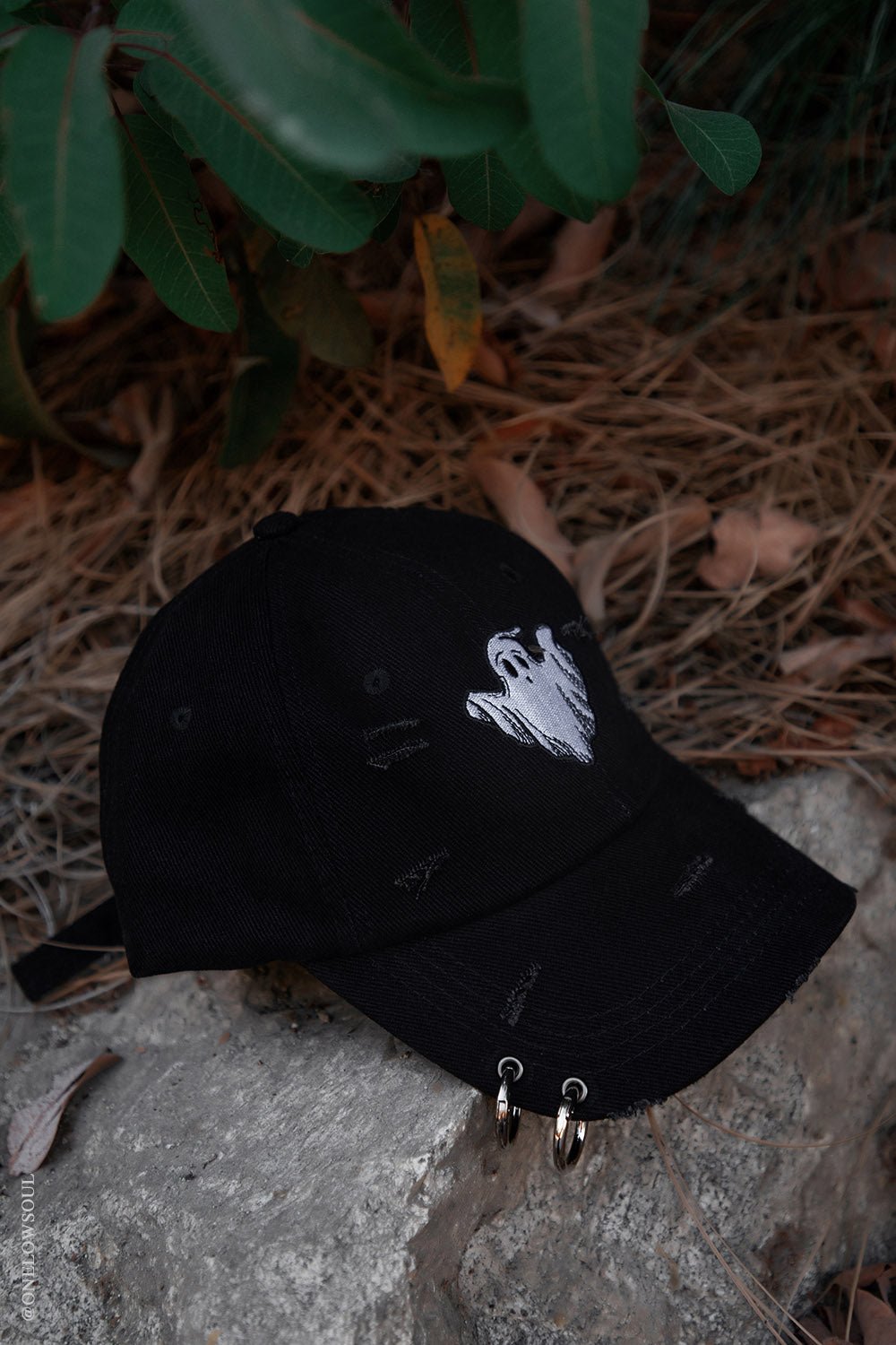 Ghost Pierced Baseball Cap - hats & scarves & headwear - VampireFreaks - VampireFreaks