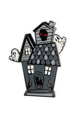 glow-in-the-dark haunted house enamel pin