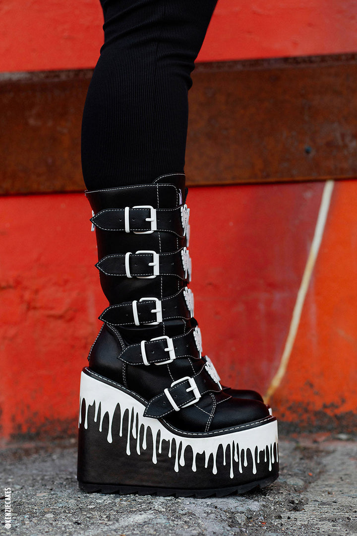 six inch platform goth girl boots