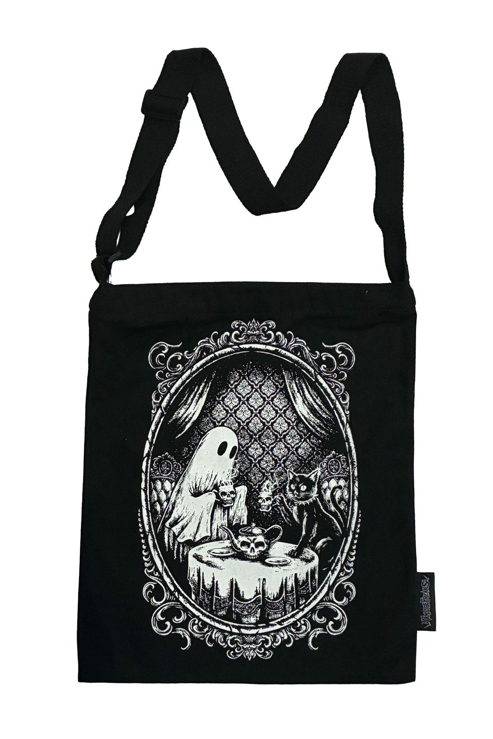 spooky cute ghost and black cat purse tote 