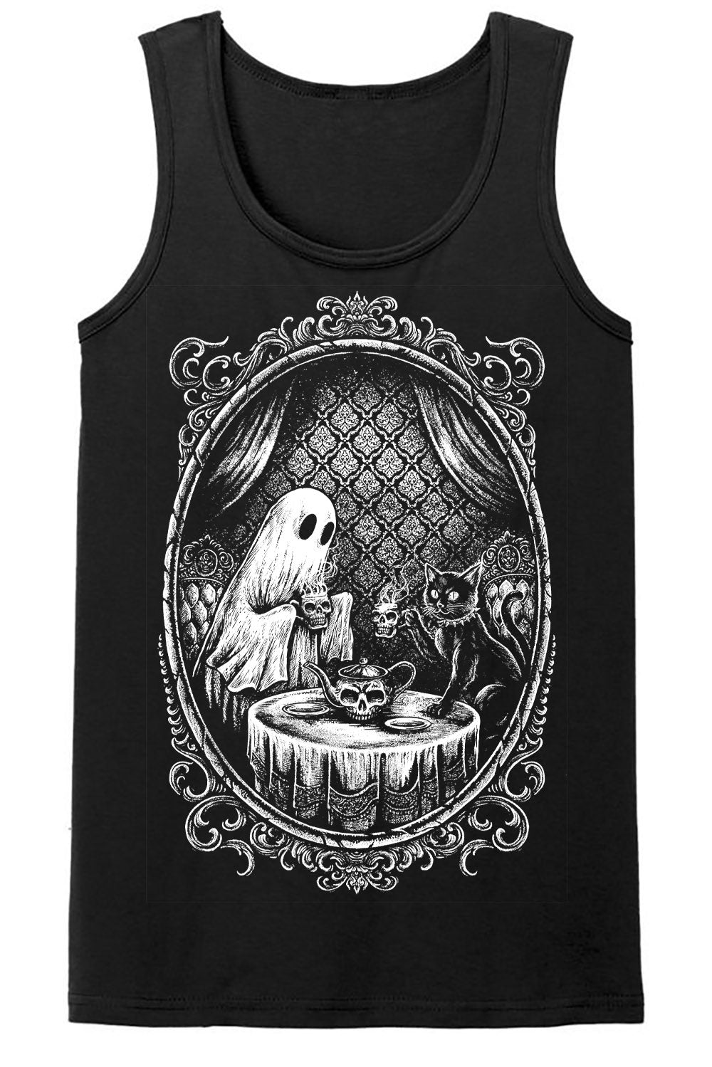 steampunk ghost cat tank top