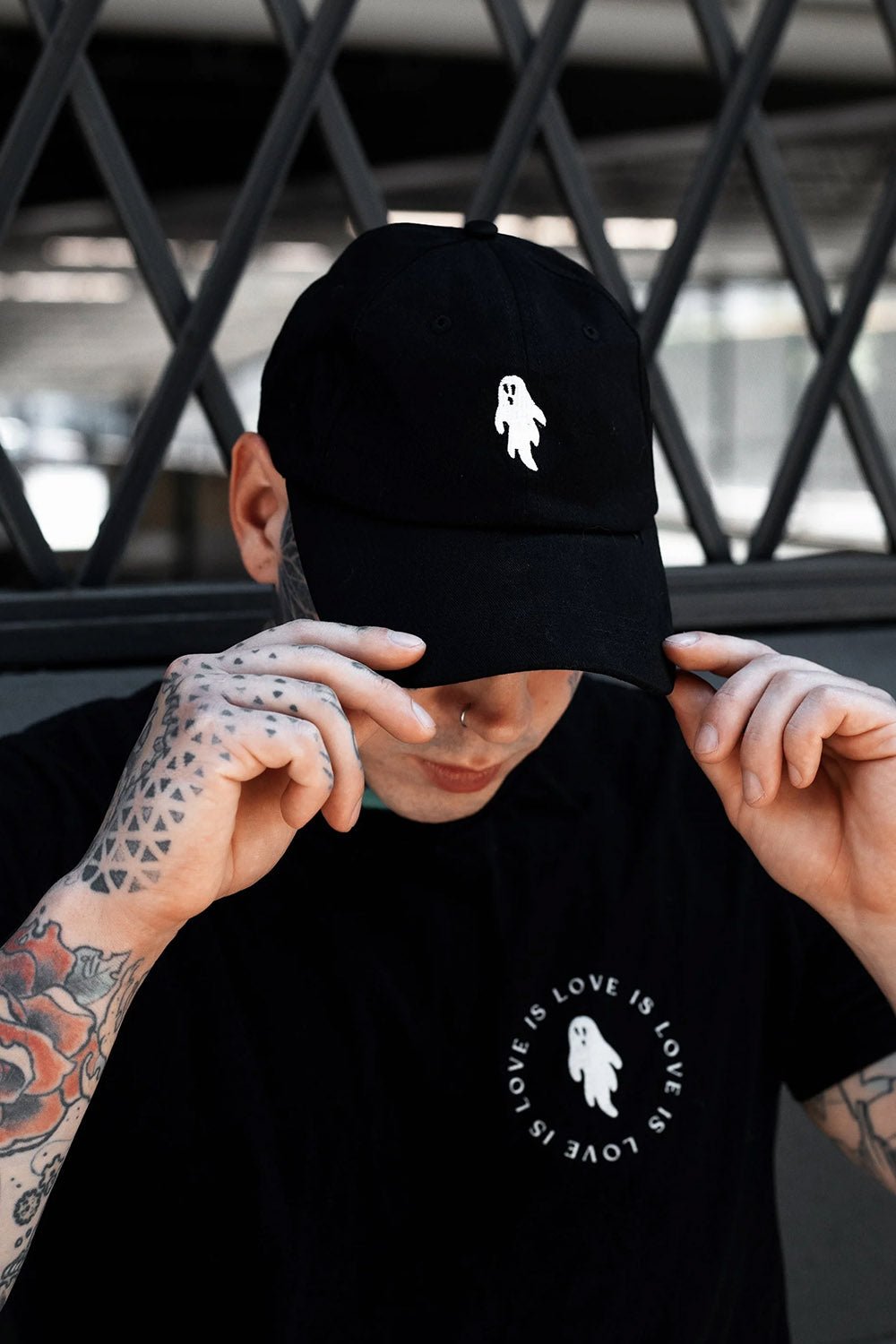 Ghostie Dad Hat [BLACK] - hats & scarves & headwear - VampireFreaks - Lively Ghosts