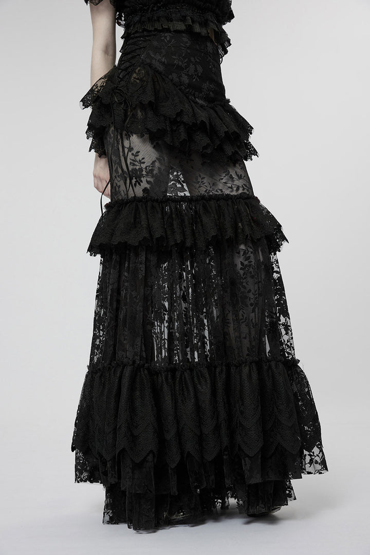 Ghostlore Lace Maxi Skirt [BLACK] - skirts - VampireFreaks - Punk Rave