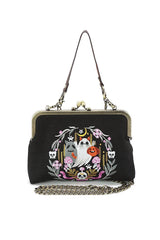 embroidered ghost black whimsigoth handbag
