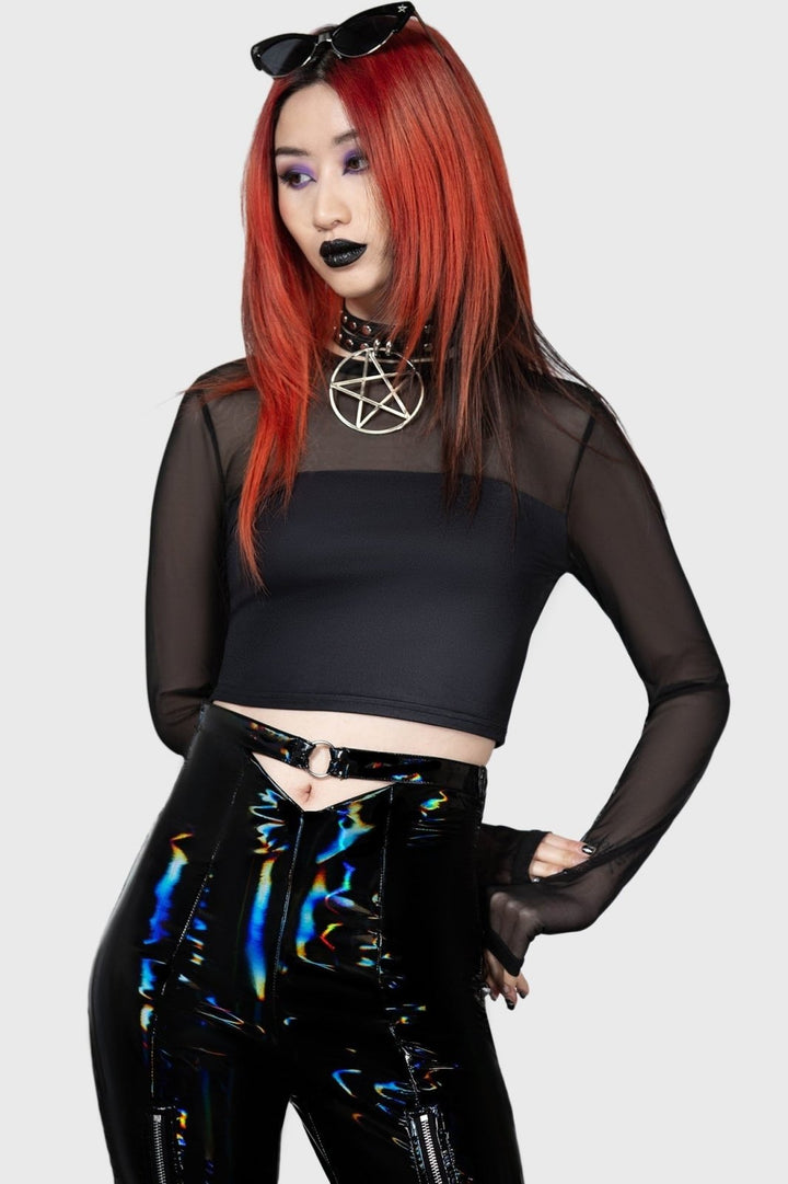 Ghoul Sweat Crop Top - womens tops - VampireFreaks - Killstar