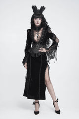 Devil Fashion black girdle with buckles and ruffles