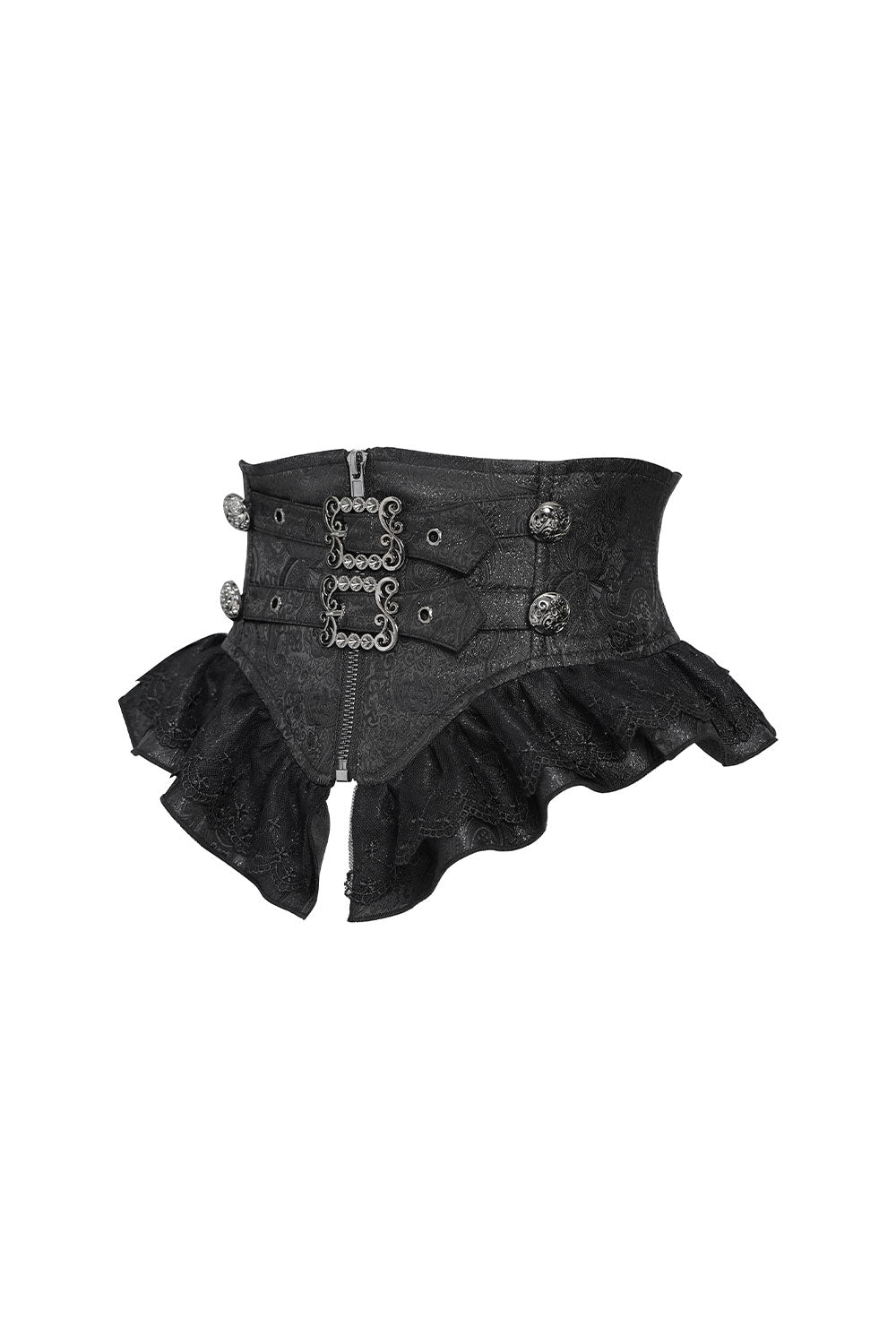 Black goth girdle with buckle and button details