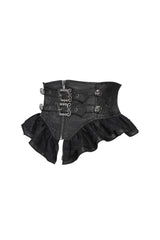 Black goth girdle with buckle and button details
