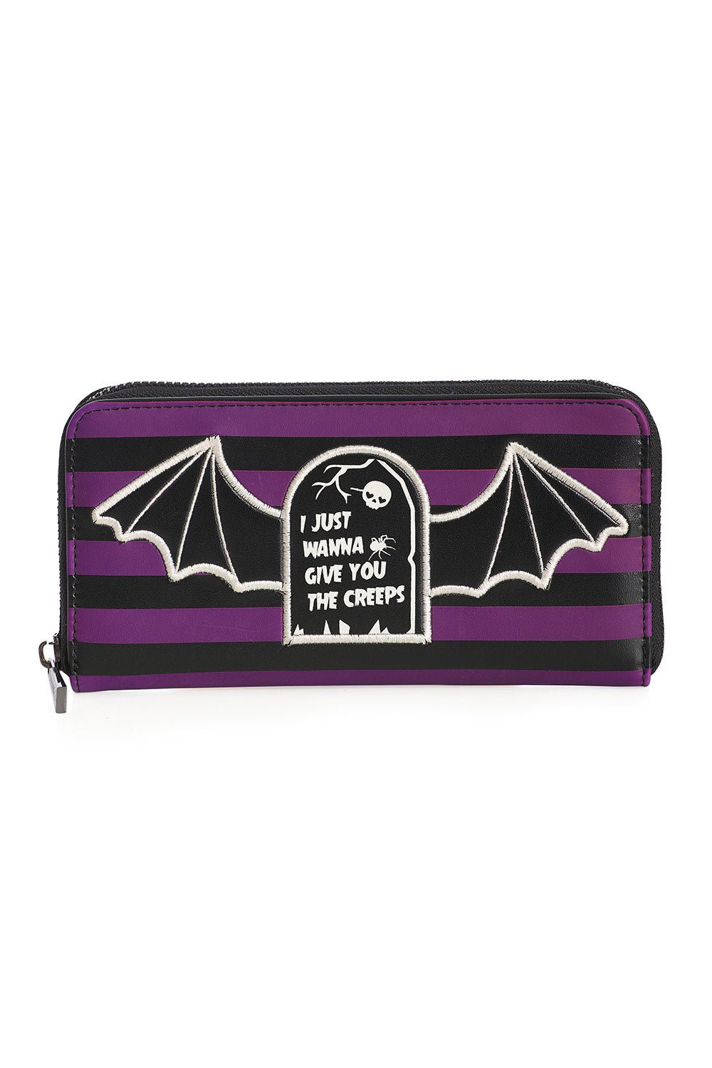 Give You the Creeps Wallet [Purple/Black Stripes] - VampireFreaks - Banned Apparel / Lost Queen