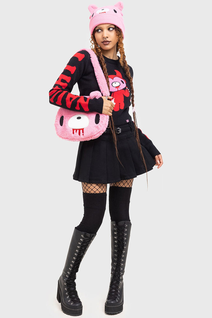 pink bloody gloomy bear shoulder bag