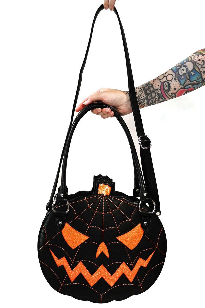 Glitter Pumpkin Purse [BLACK/ORANGE] - bags & wallets - VampireFreaks - Sourpuss