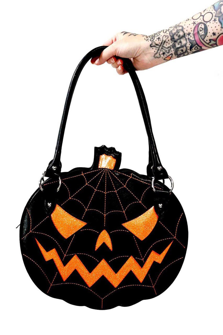 Glitter Pumpkin Purse [BLACK/ORANGE] - bags & wallets - VampireFreaks - Sourpuss