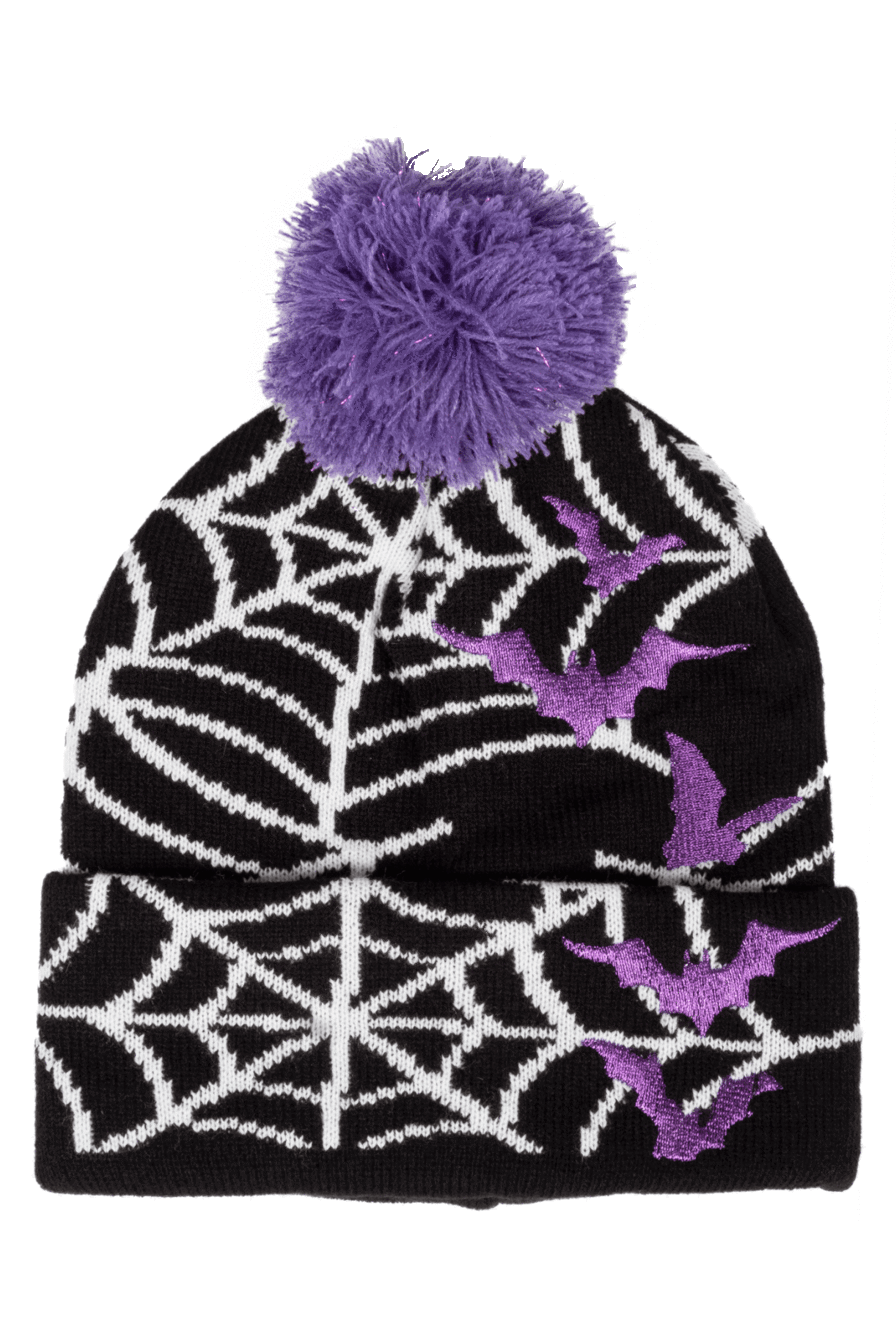 Glitter Spider Web Pom Pom Beanie - hats & scarves & headwear - VampireFreaks - Too Fast