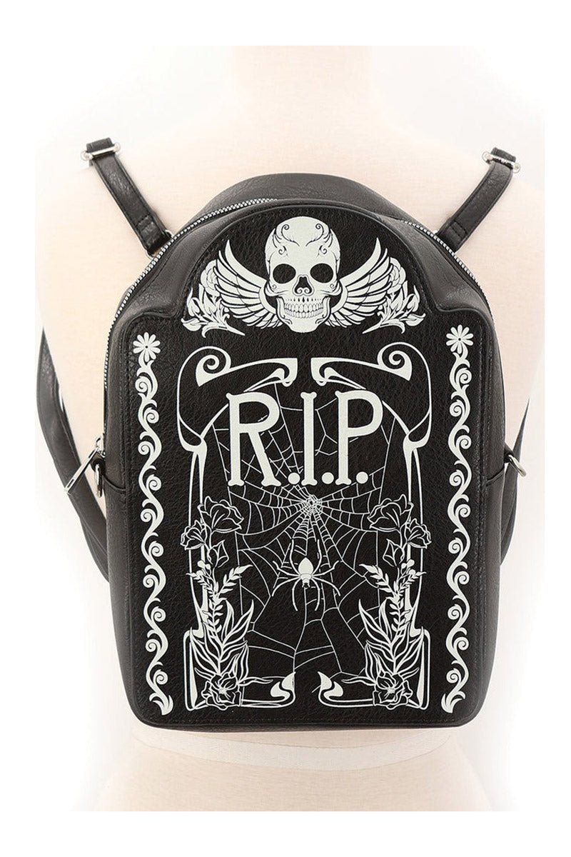 Glow In The Dark Tombstone Mini Backpack [BLACK] - bags & wallets - VampireFreaks - Comeco Inc