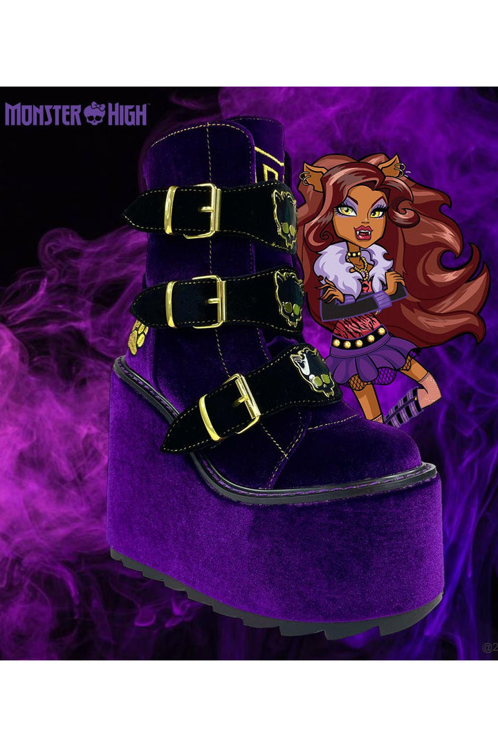 purple velvet womens monster high shoes