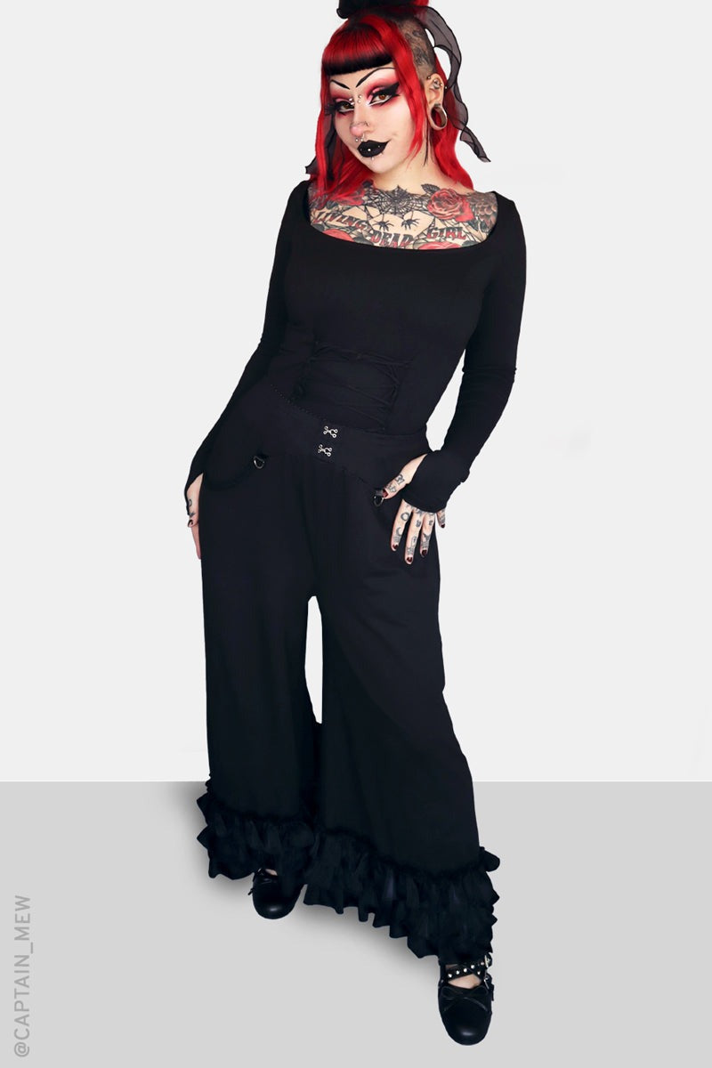 high-rise black gothic lolita bloomer pants