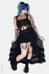 ruffled mesh long sleeveless cardigan by forest ink 