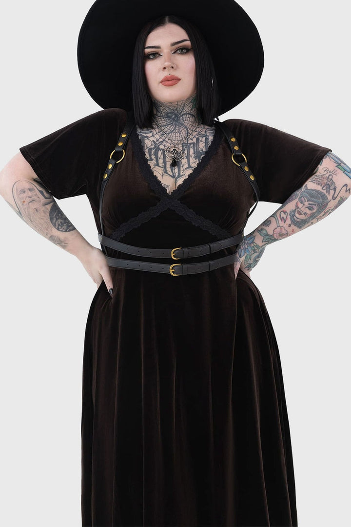 trad goth black gothic waist belt harness