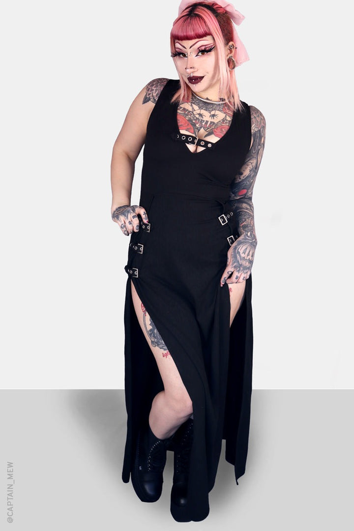 low cut neckline grunge goth dress