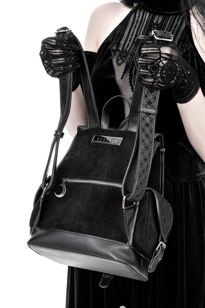 vampire goth backpack made of vegan suede