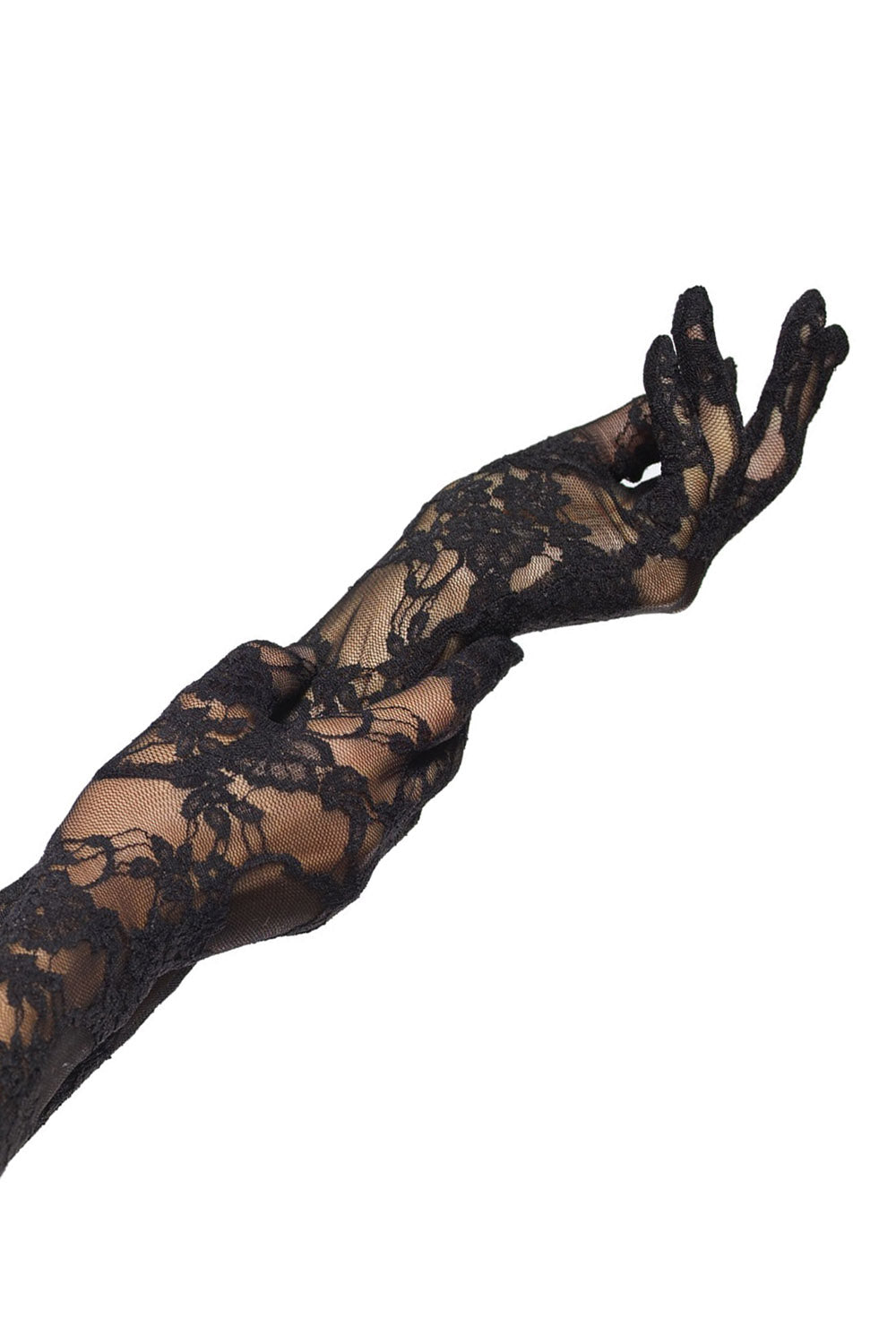steampunk full finger black floral lace goth gloves