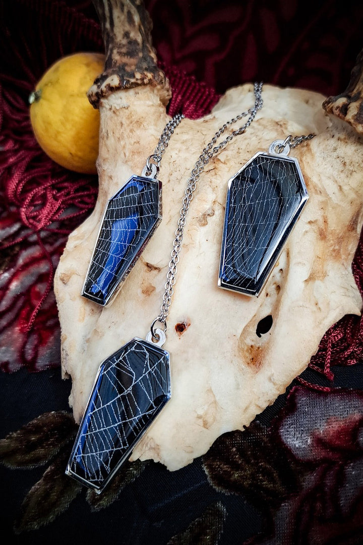 coffin silver necklace
