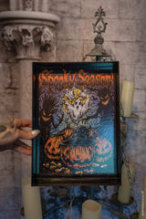 jack-o-lantern, ghost, and witch hat halloween jigsaw puzzle box