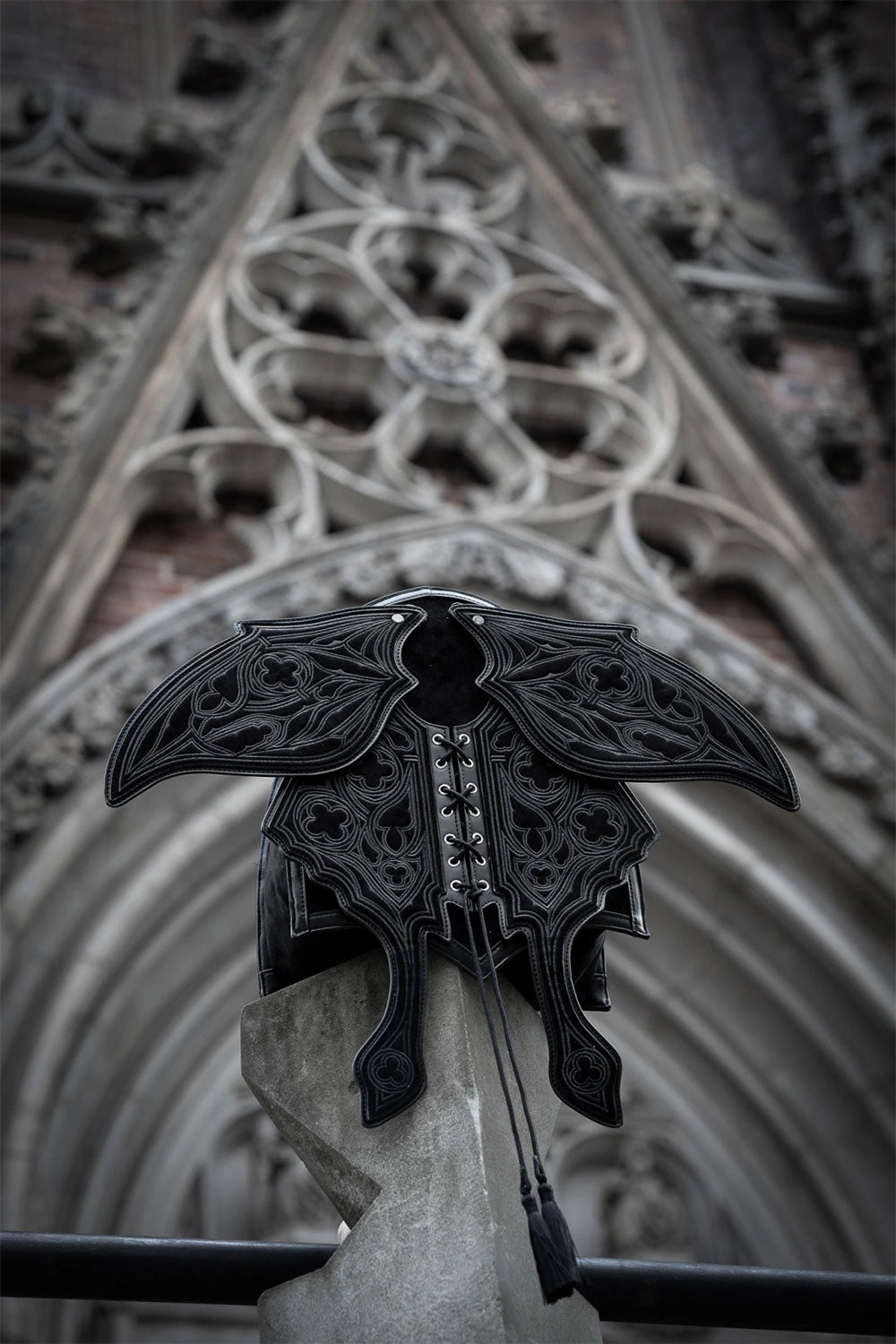 Front view of goth style moth backpack from Restyle