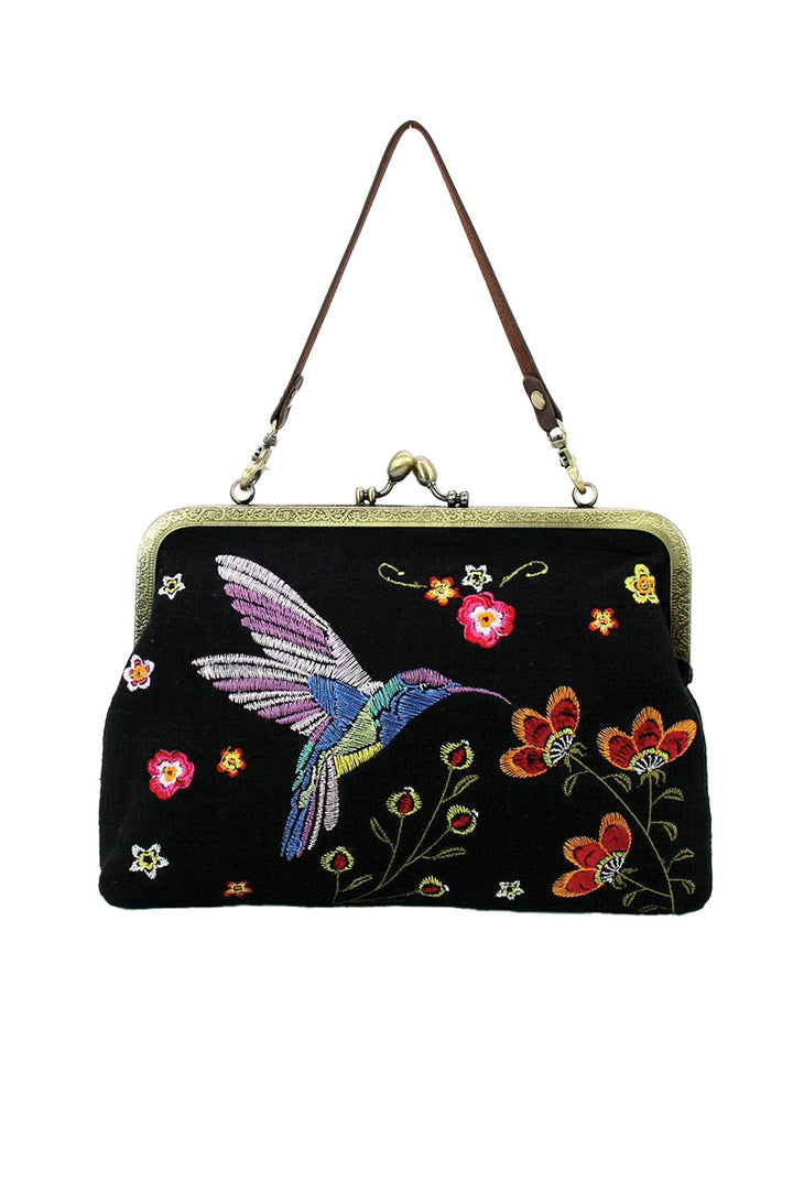 dark cottagecore hummingbird purse
