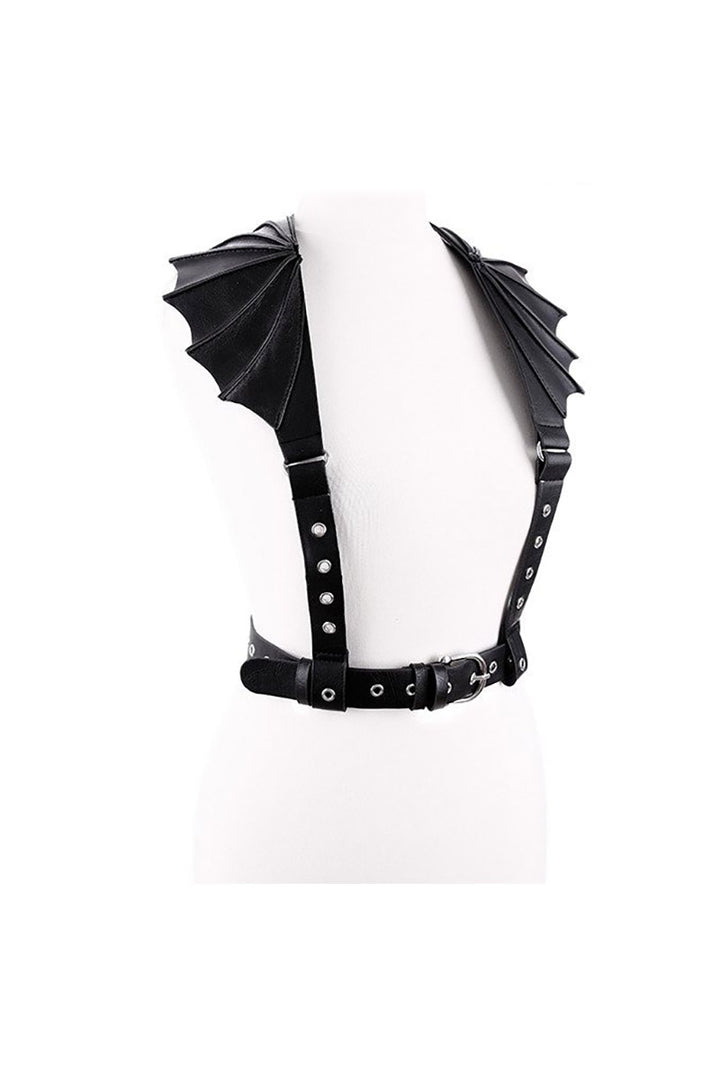 vegan leather womens gothic batwing harness belt