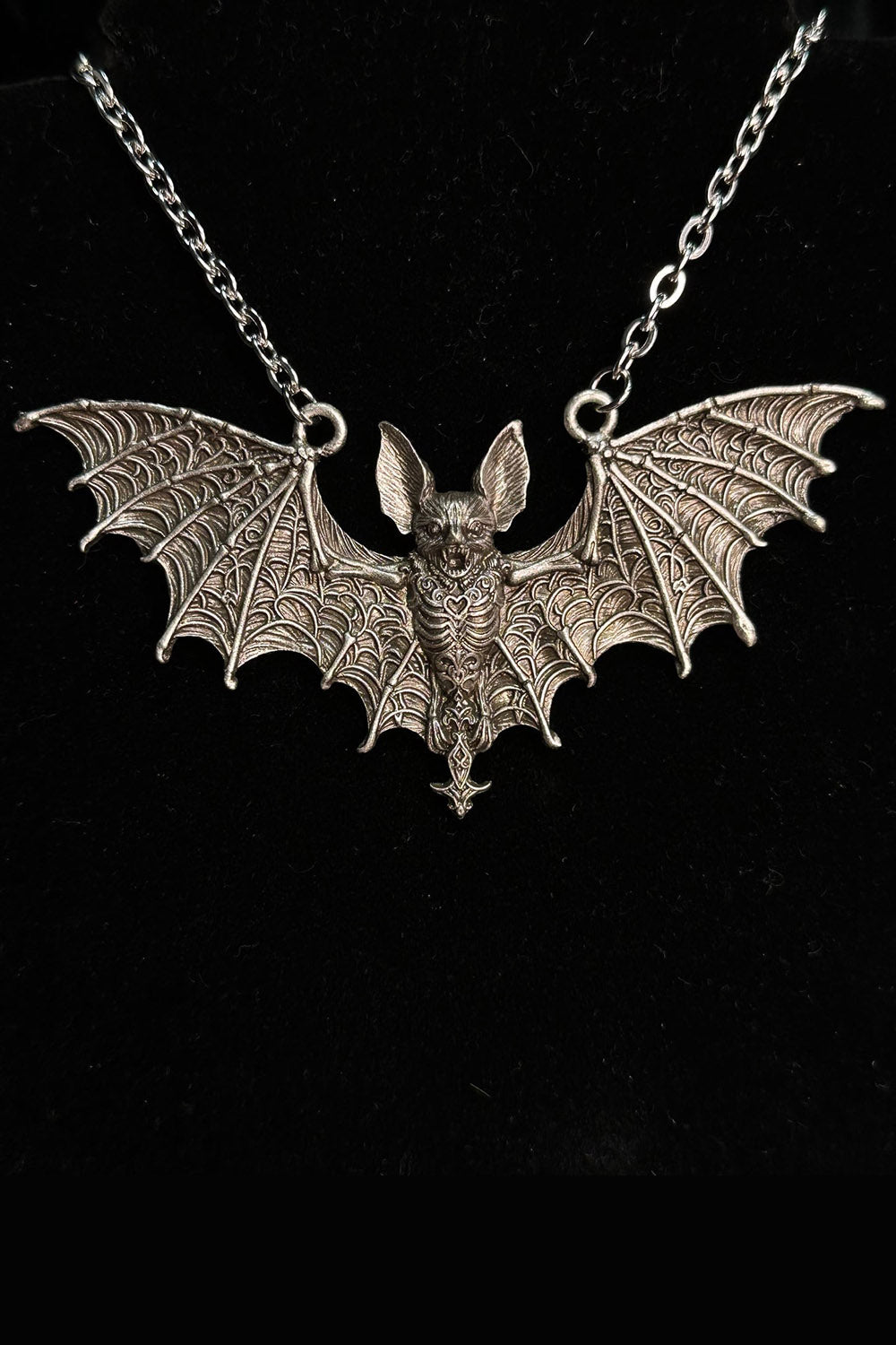 goth bat necklace