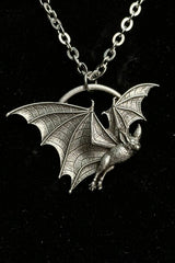gothic stainless steel and zinc bat necklace