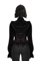 embroidered red and black gothic corset