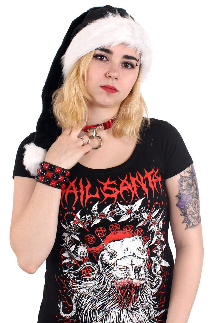 Goth Black Santa Hat - hats & scarves & headwear - VampireFreaks - VampireFreaks