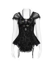 lace up gothic mesh shoulder top