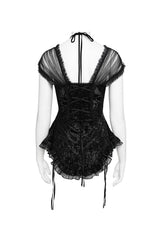 ruffle hem gothic mesh shoulder top