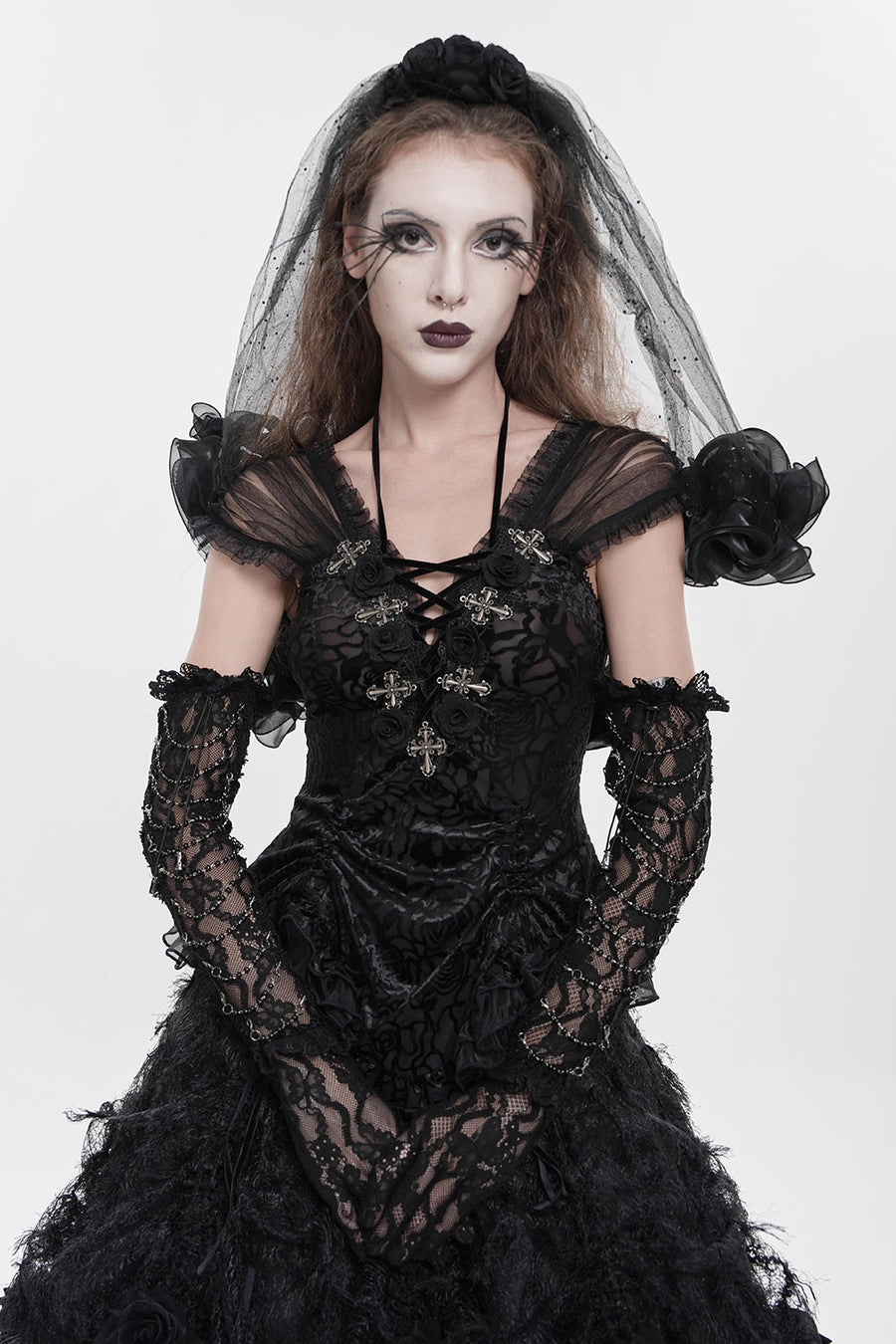 romantic gothic mesh shoulder top