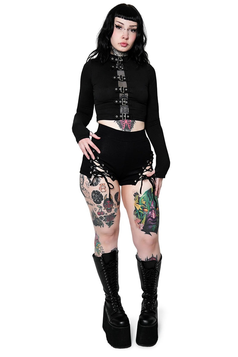 high collar gothic long sleeve shirt by forest ink