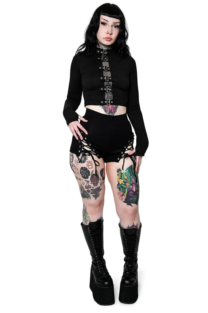 high collar gothic long sleeve shirt by forest ink