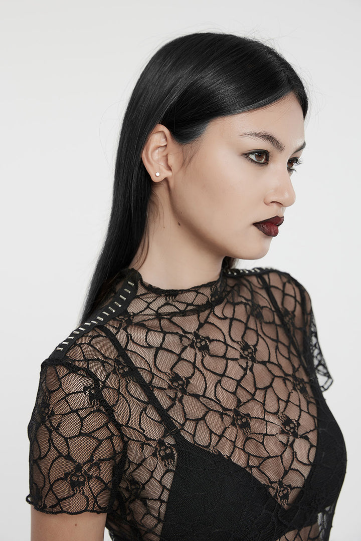 gothic black mesh blouse