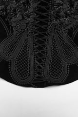 romantic lace-up embroidered gothic bodice with flower adornments