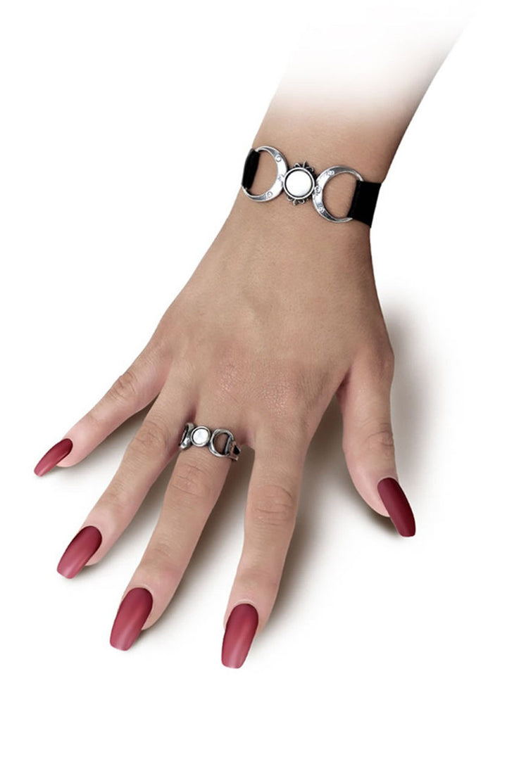 pewter black satin moon necklace convertible bracelet 